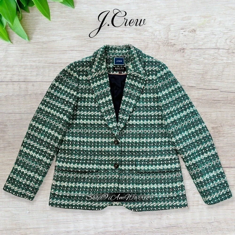 J.Crew Collection NWOT blazer in teal textured Italian Jacquard *shop@iamwarrior